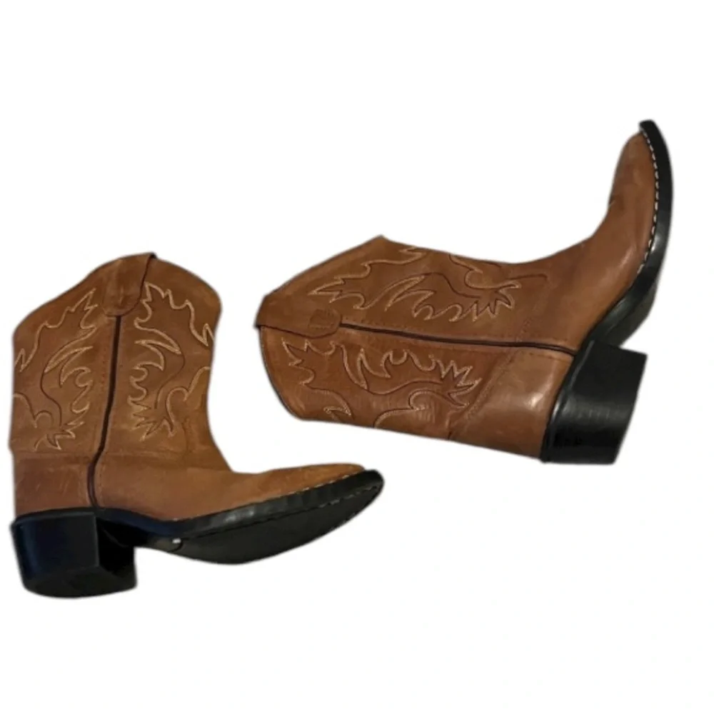 Old West Tan Light Brown Leather Kids Western Cowboy Boots 12.5 (little boy)